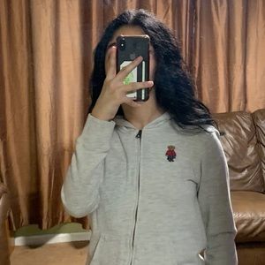 Light grey Polo zip up hoodie